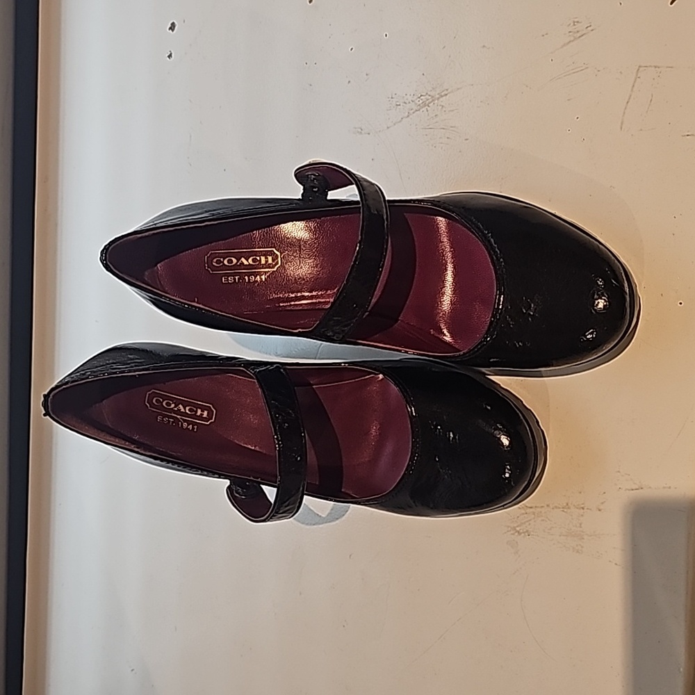 Coach black patent leather Mary Janes